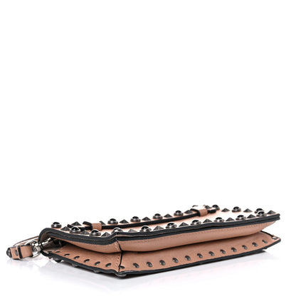 Valentino Garavani Pebbled Calfskin Onyx Small Rockstud Rolling Wristlet Clutch Soft Noisette 4 of 15