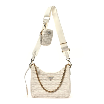 Prada Yarn Raffia Effect Crochet Re-Edition 2005 Shoulder Bag White 1 of 10