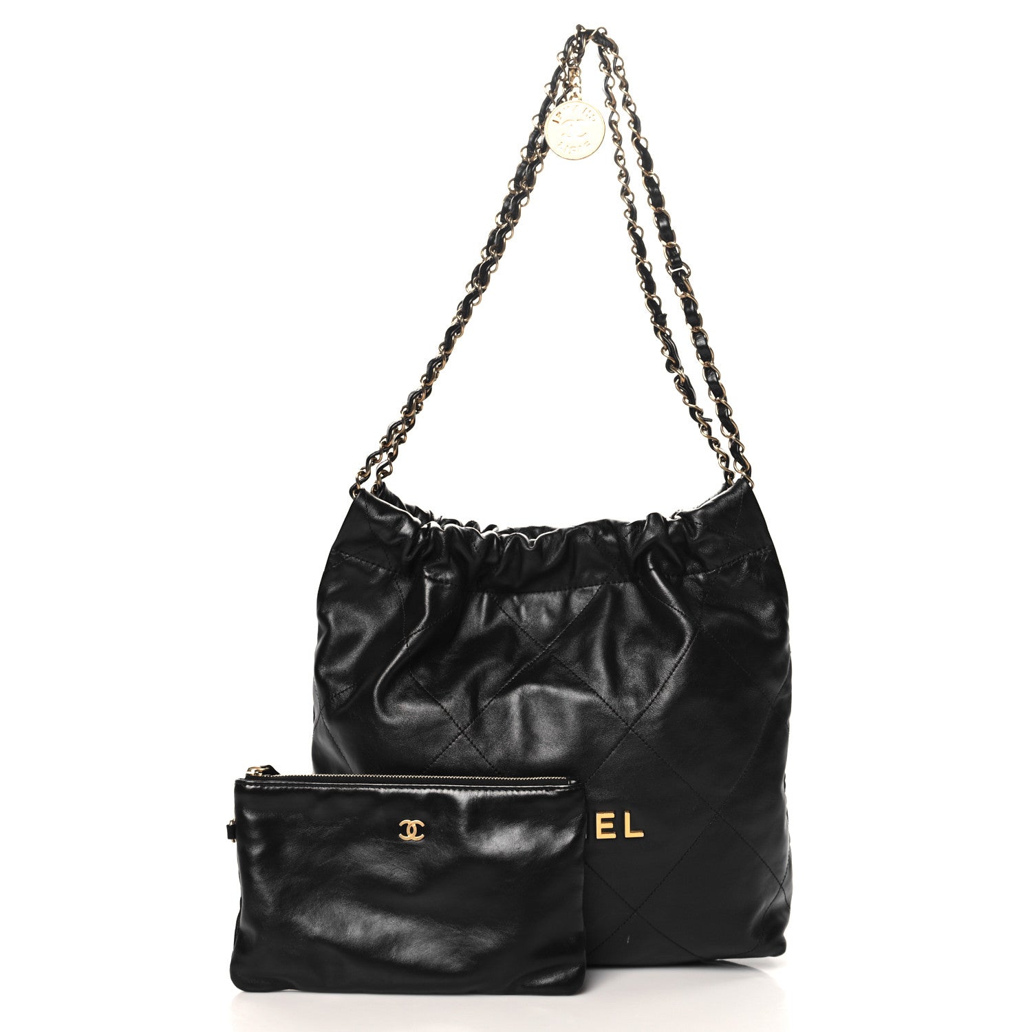 Chanel Shiny Calfskin Quilted Small Chanel 22 Black 2 of 12