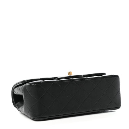 Chanel Lambskin Quilted Mini Top Handle Rectangular Flap Black 4 of 12