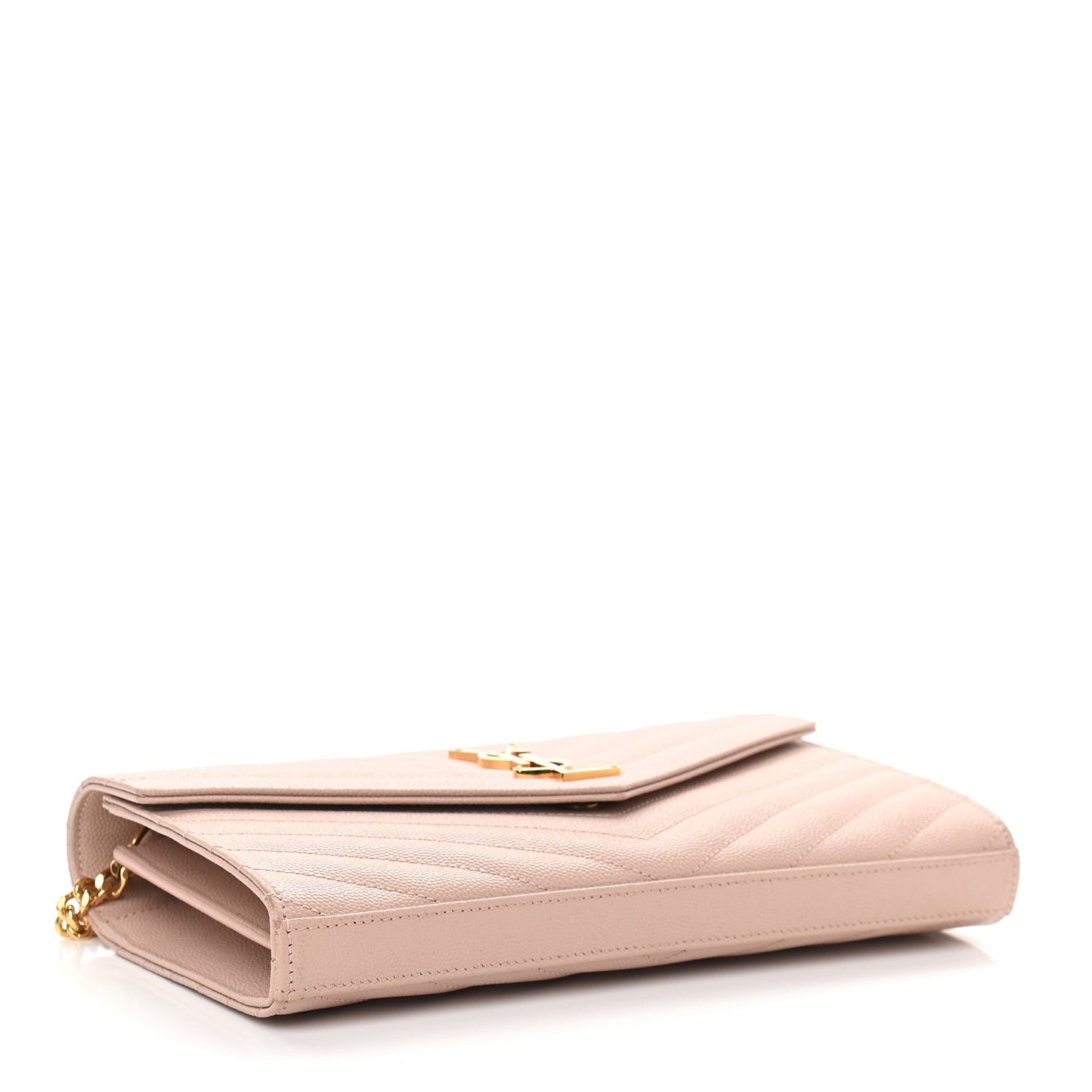 Grain De Poudre Matelasse Chevron Monogram Chain Wallet Pale Pink