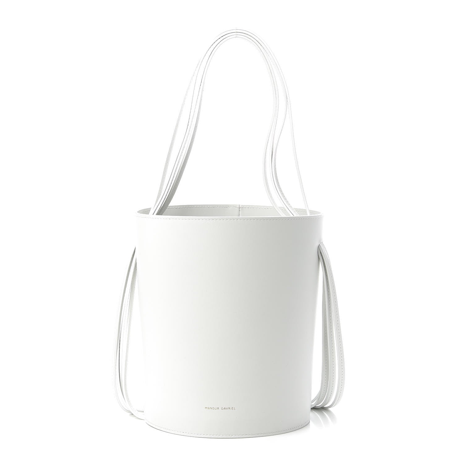 Mansur Gavriel Calfskin Fringe Bucket Bag White 1 of 9