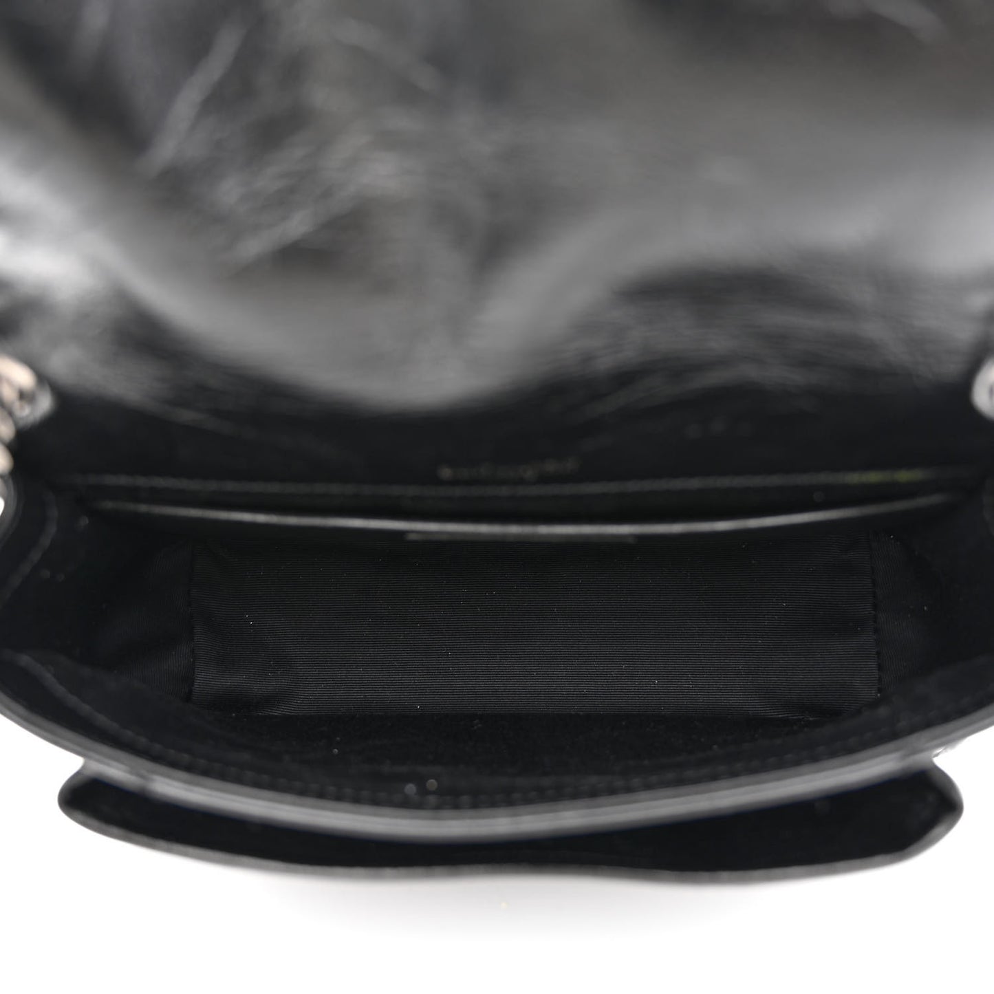 Crinkled Lambskin Matelasse Monogram Baby Niki Chain Satchel Black