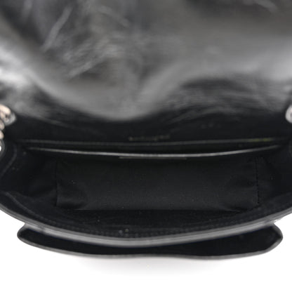 Saint Laurent Crinkled Lambskin Matelasse Monogram Baby Niki Chain Satchel Black 4 of 9