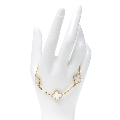 Van Cleef & Arpels 18K Yellow Gold Mother of Pearl 5 Motifs Vintage Alhambra Bracelet 2 of 8