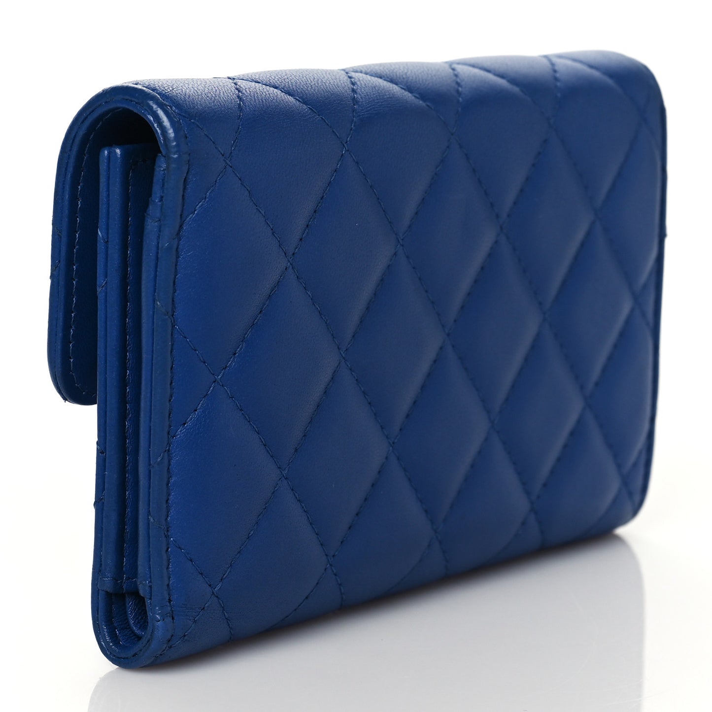 Lambskin Quilted Medium Flap Wallet Royal Blue