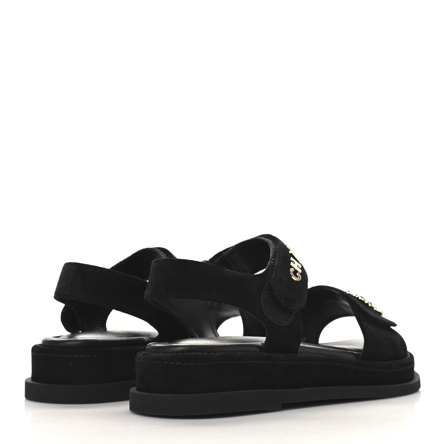 Chanel Suede Calfskin Dad Sandals 39 Black 5 of 9