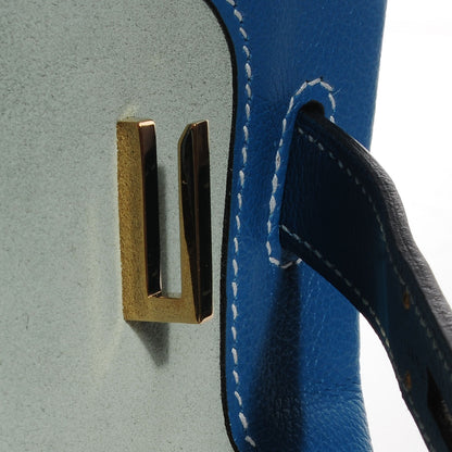 Hermes Veau Doblis Evergrain Grizzly Birkin 35 Bleu de Galice Ciel 23 of 26