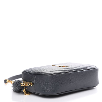 Saint Laurent Grain De Poudre Matelasse Monogram Mini Lou Camera Bag Dark Smog 4 of 10
