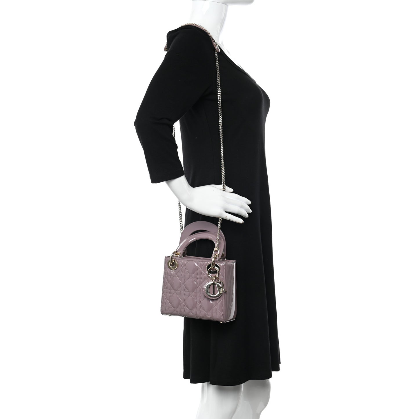 Patent Cannage Mini Lady Dior Peony Pink