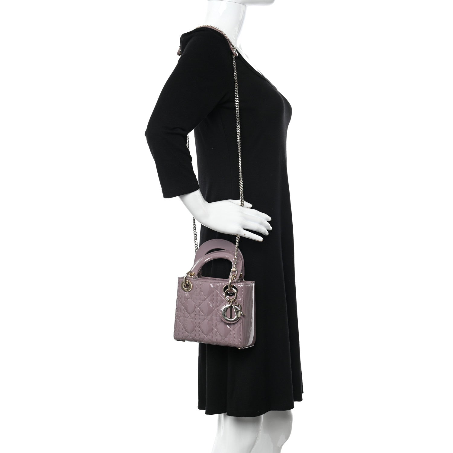 Christian Dior Patent Cannage Mini Lady Dior Peony Pink 2 of 9