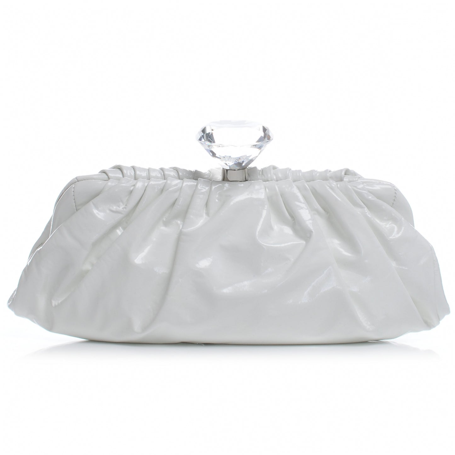Vinyl Diamond Kiss Lock Clutch Ivory