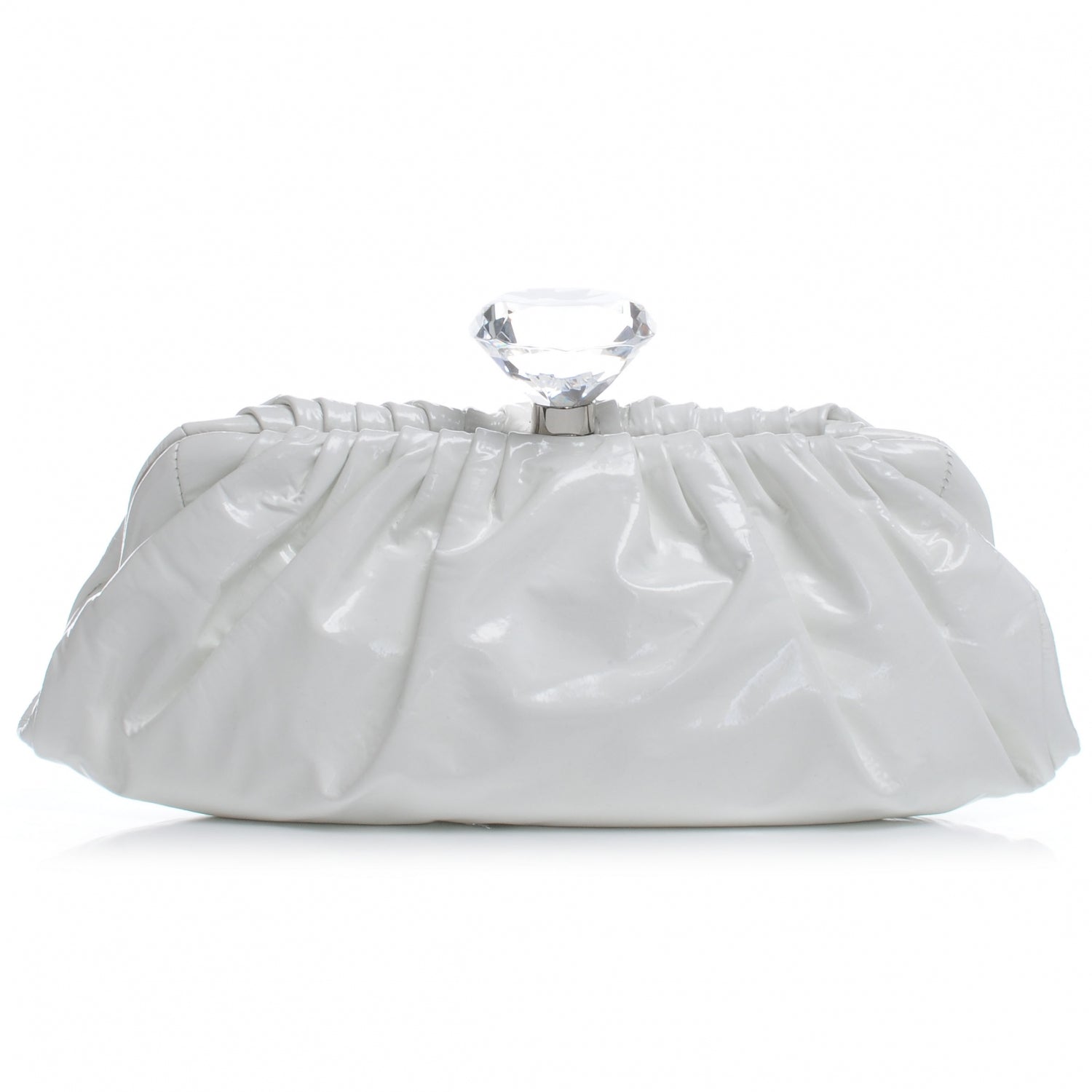 Chanel Vinyl Diamond Kiss Lock Clutch Ivory 1 of 8