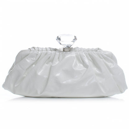 Chanel Vinyl Diamond Kiss Lock Clutch Ivory 1 of 8