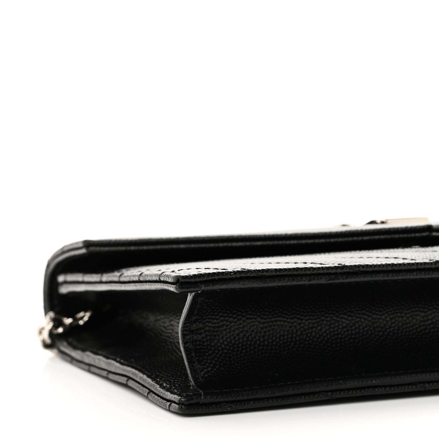 Grain De Poudre Matelasse Chevron Monogram Envelope Chain Wallet Black