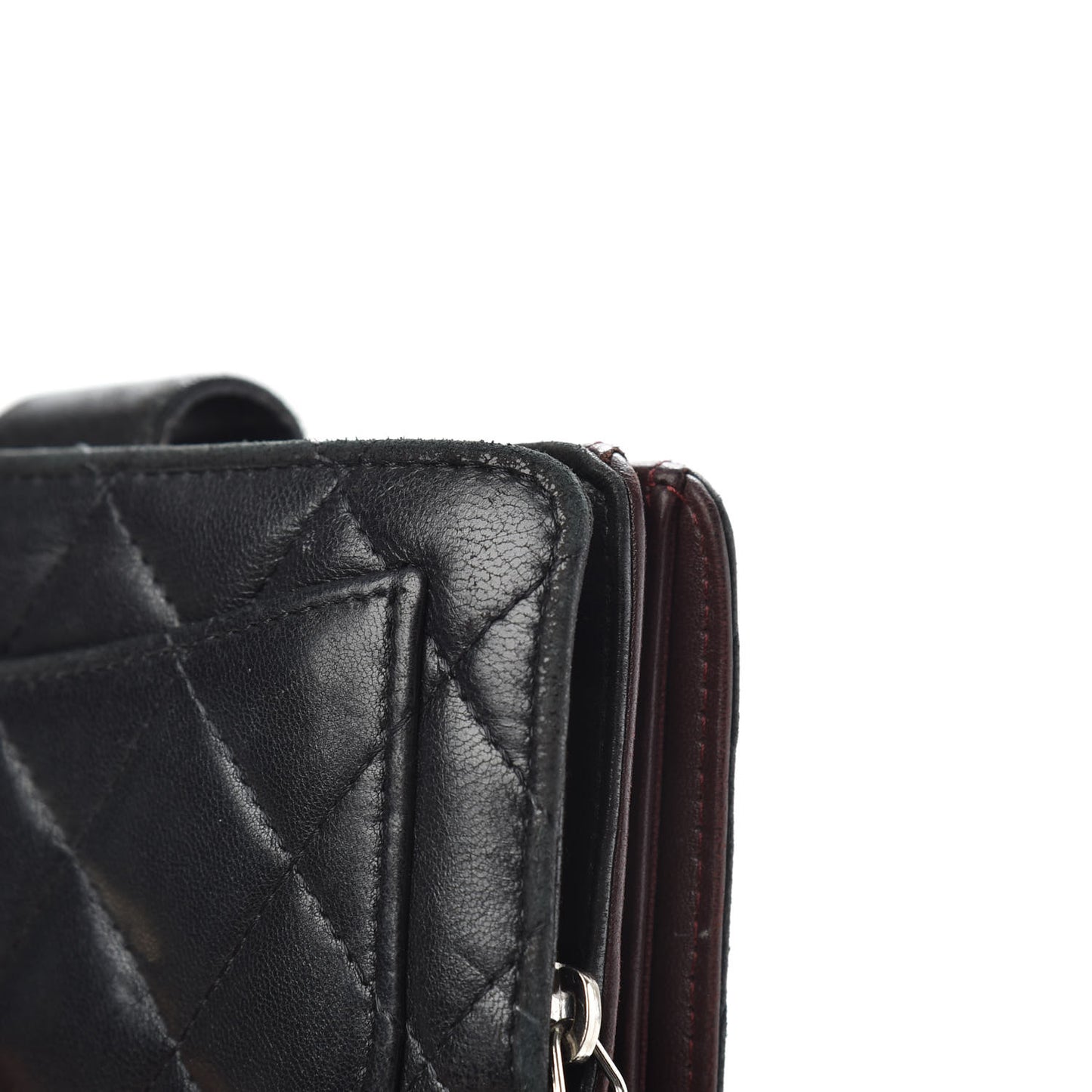 Lambskin Quilted Zipped Pocket Wallet Black