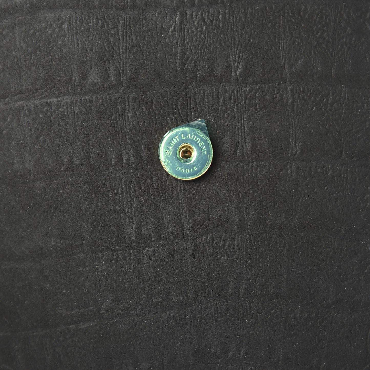 Crocodile Embossed Monogram Nubuck Medium Kaia Satchel Black