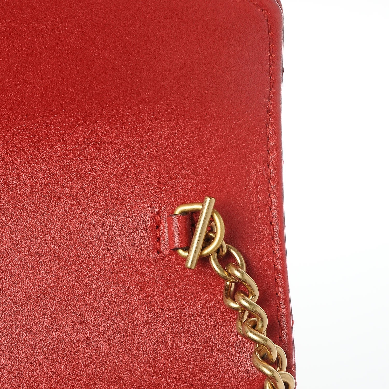 Gucci Calfskin Matelasse GG Marmont Chain Wallet Hibiscus Red 8 of 8