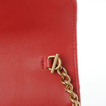 Gucci Calfskin Matelasse GG Marmont Chain Wallet Hibiscus Red 8 of 8