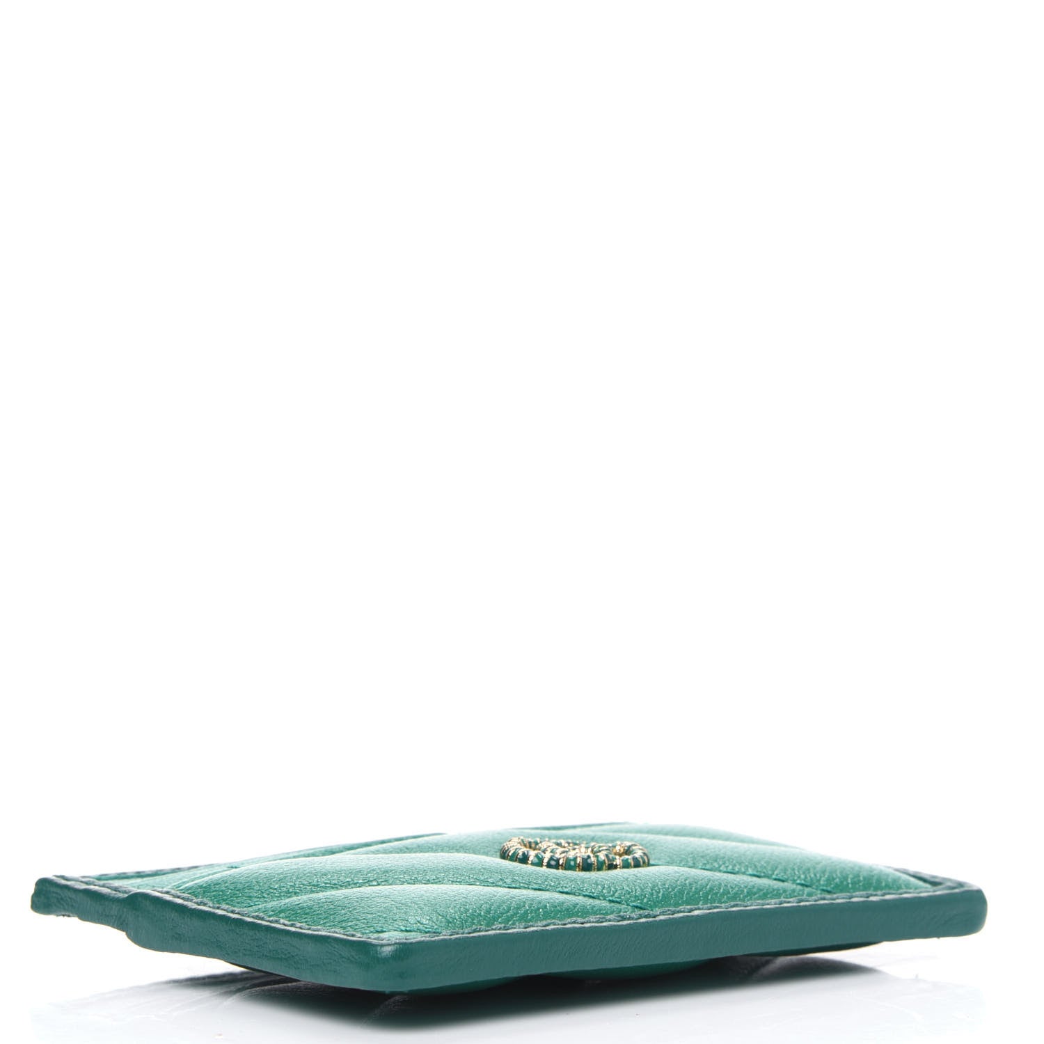Gucci Azalea Calfskin Enamel Matelasse Diagonal Torchon GG Marmont Card Holder New Shamarock Emerald 3 of 4