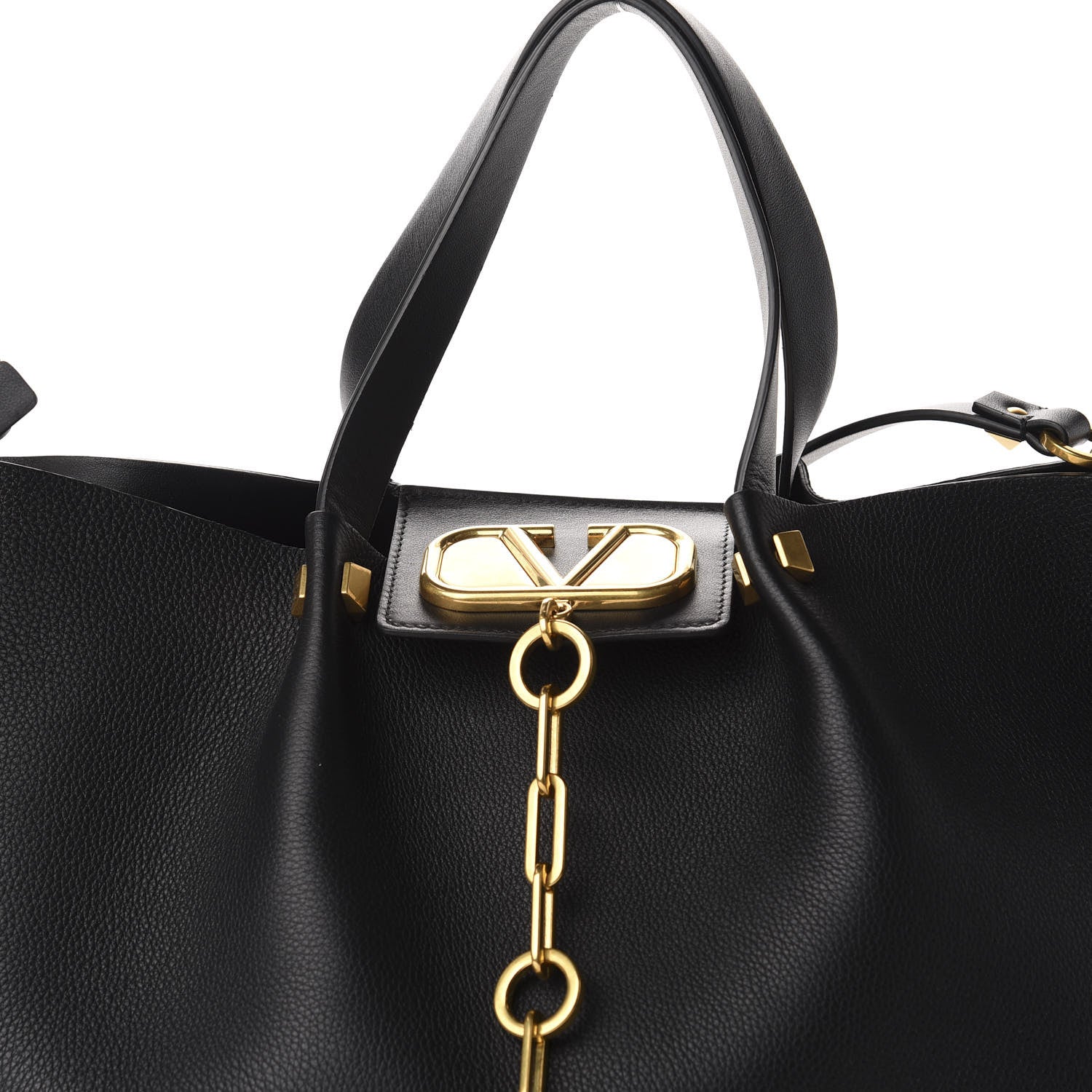 Valentino Garavani Grainy Calfskin Medium VLogo Escape Shopper Black 12 of 12