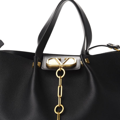 Valentino Garavani Grainy Calfskin Medium VLogo Escape Shopper Black 12 of 12