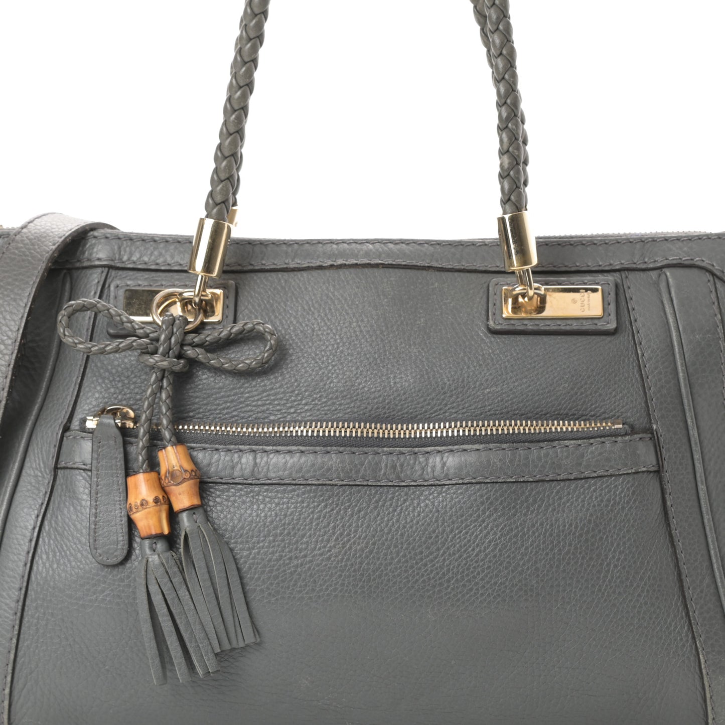 Pebbled Calfskin Small Bella Top Handle Bag Gray