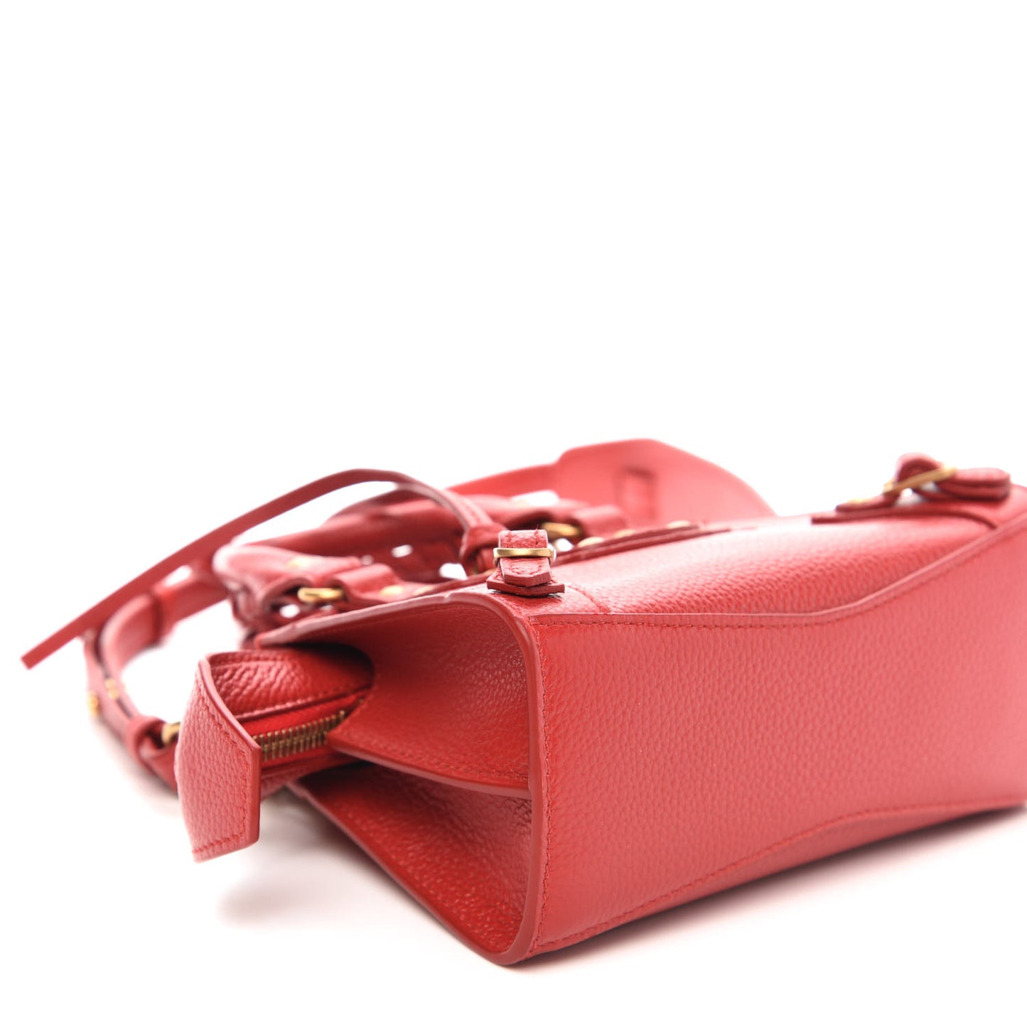 Grained Calfskin Neo Classic Gold Hardware Nano City Crossbody Medium Red