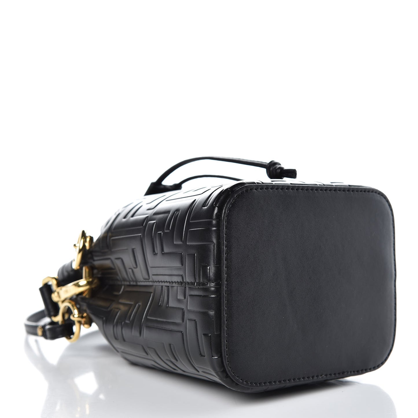 Vitello Liberty F is Fendi FF 1974 Embossed Mini Mon Tresor Bucket Bag Black