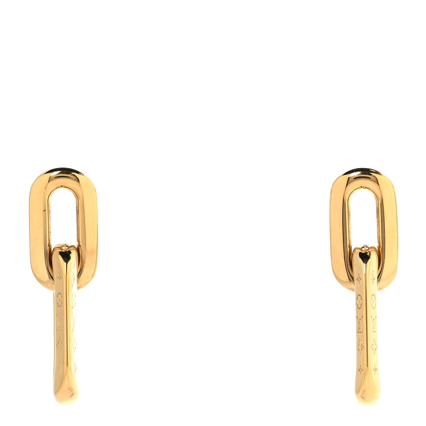 Metal LV Edge Double Hoop Earrings Gold
