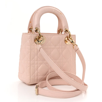 Christian Dior Lambskin Cannage Mini Lady Dior Rose Poudre 2 of 13