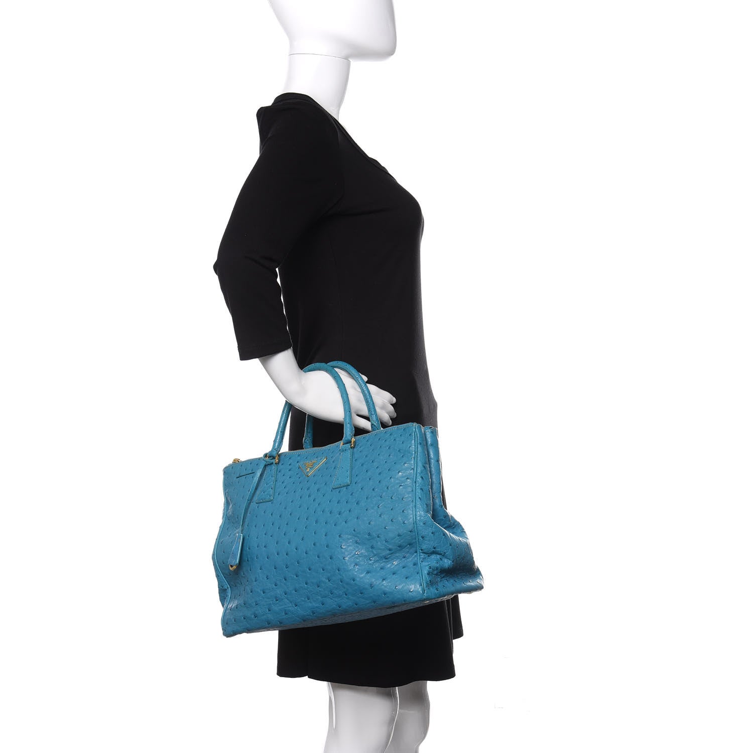 Prada Ostrich Medium Galleria Double Zip Tote Turchese 2 of 10