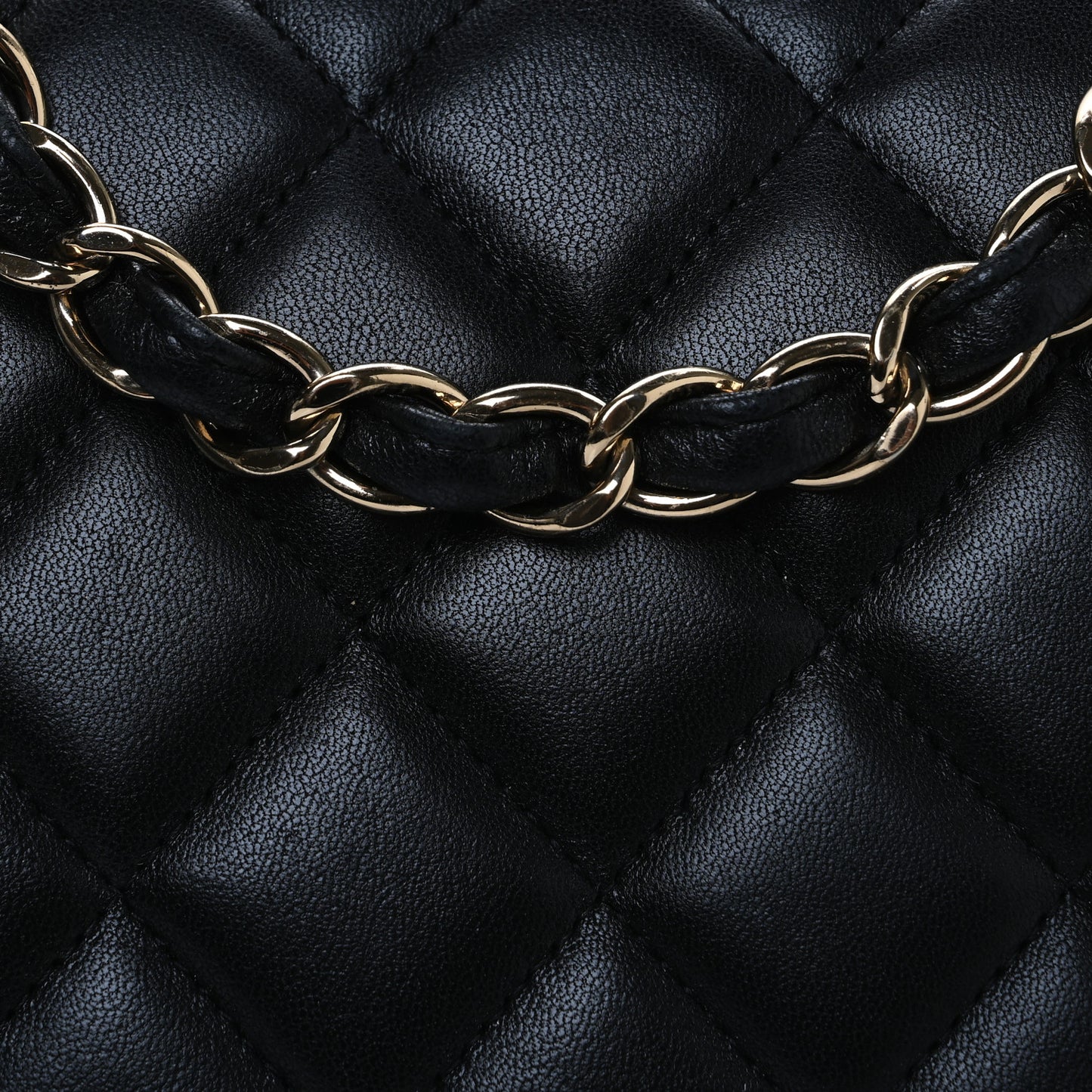 Lambskin Quilted Jumbo Single Flap Black