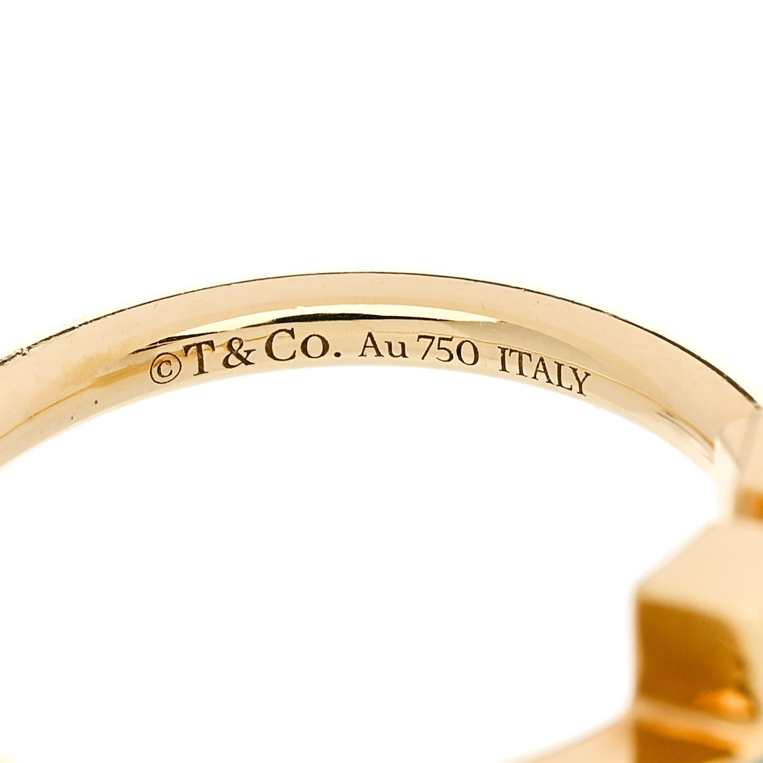 Tiffany 18K Yellow Gold Turquoise T Square Ring 52 6 4 of 5