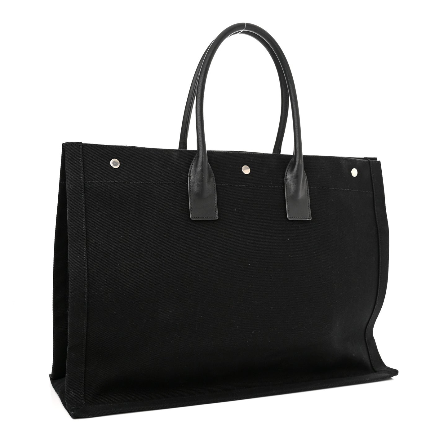 Linen Calfskin Rive Gauche Tote Black