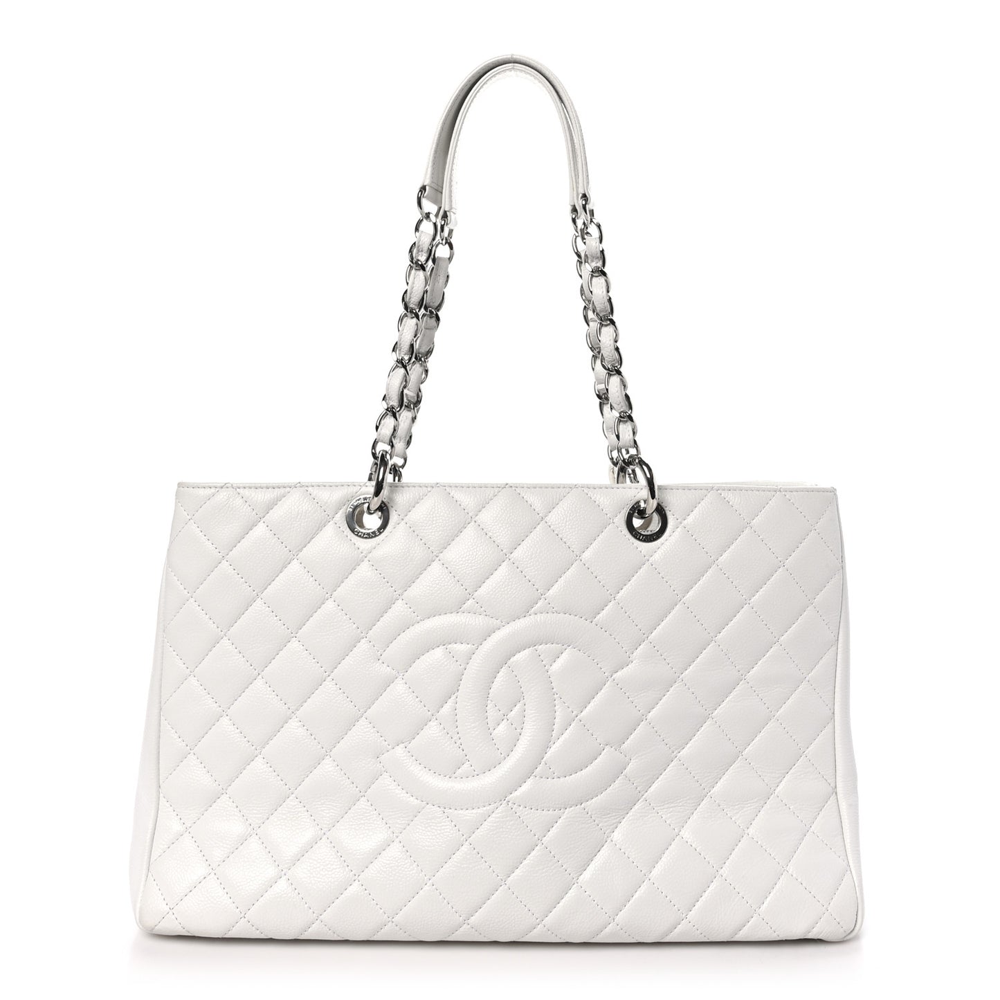 Caviar Quilted XL Grand Shopping Tote GST White