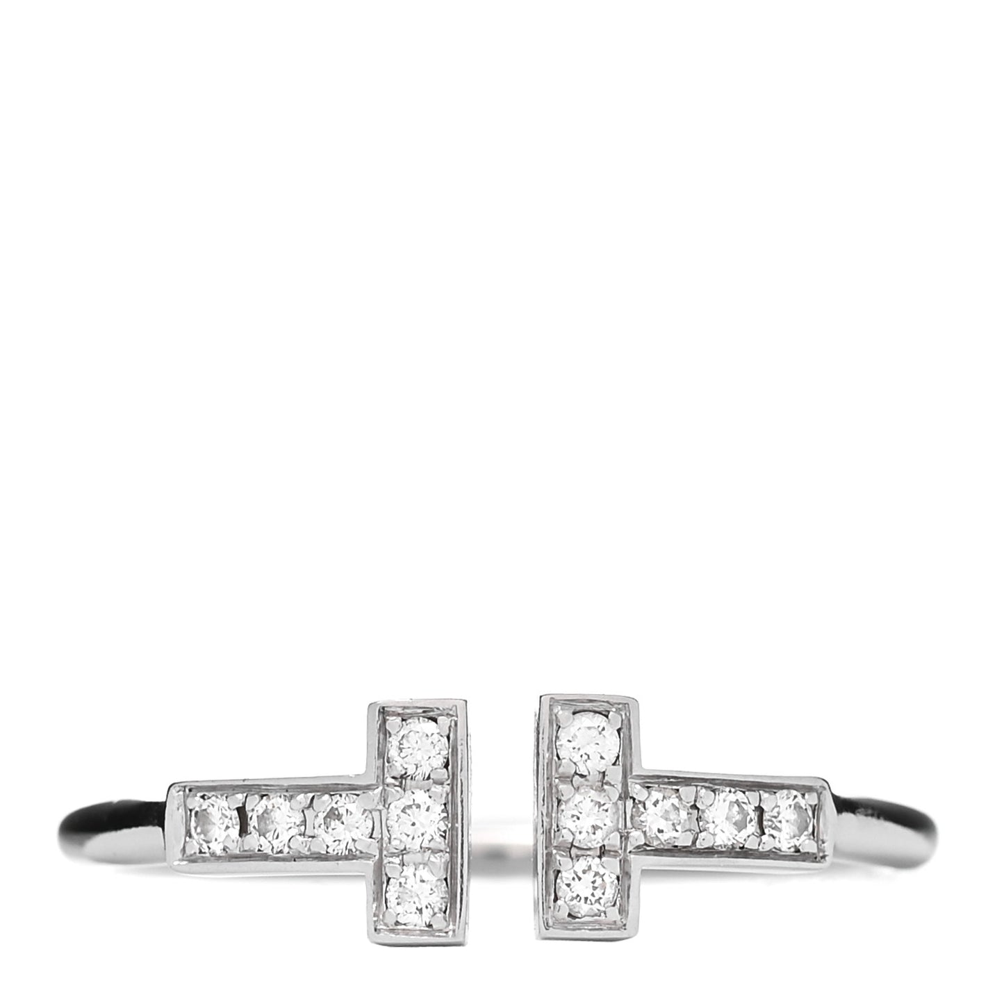 18K White Gold Diamond T Wire Ring 56 7.5