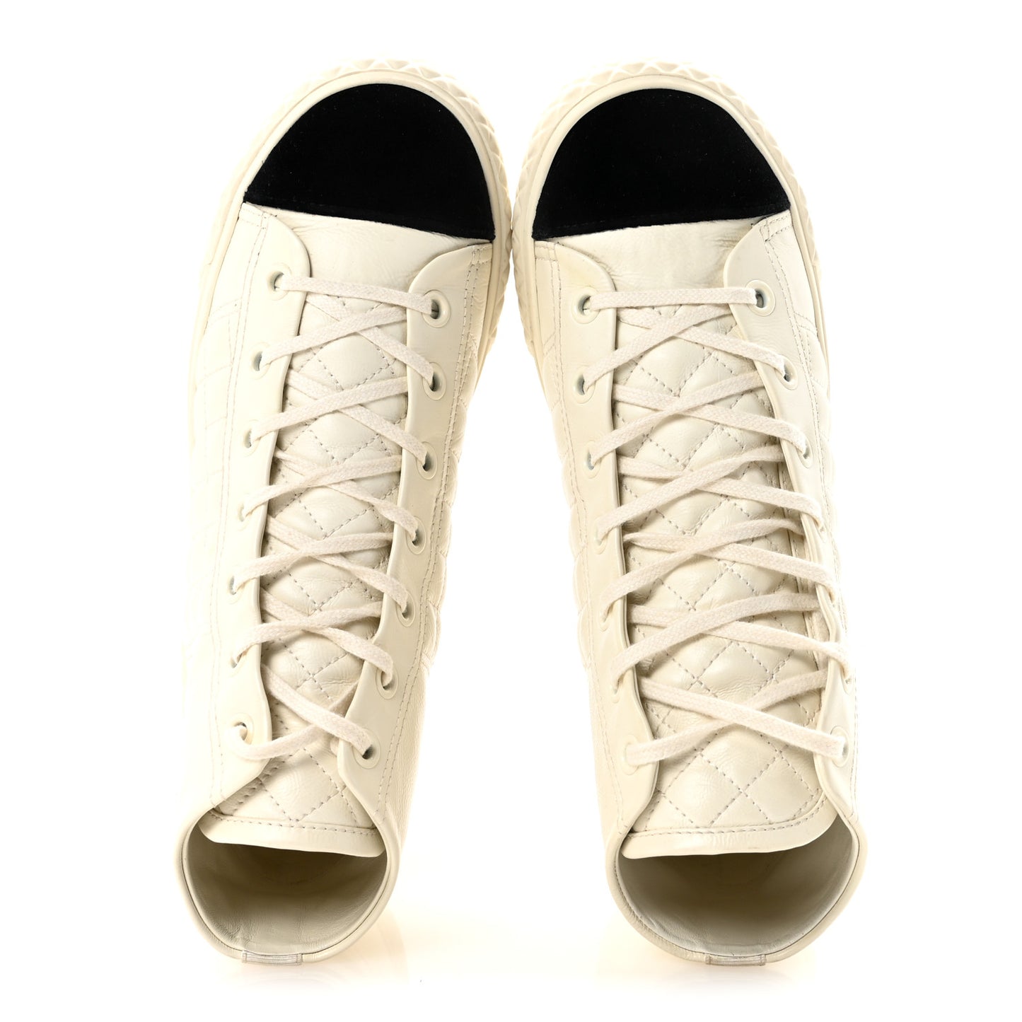 Calfskin High Top CC Sneakers 40 Ivory Black