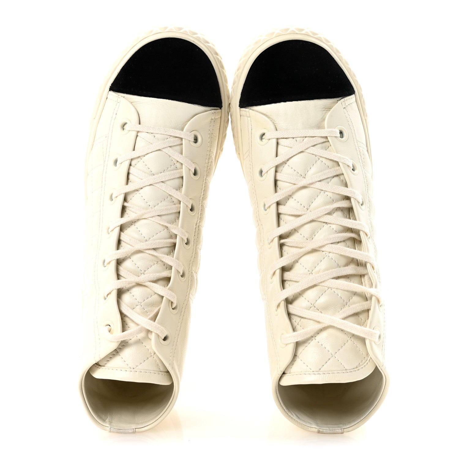 Chanel Calfskin High Top CC Sneakers 40 Ivory Black 2 of 10