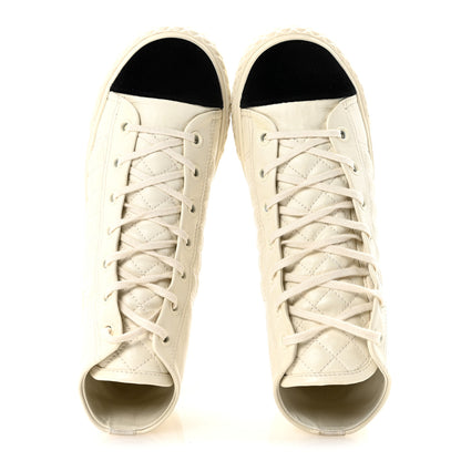 Chanel Calfskin High Top CC Sneakers 40 Ivory Black 2 of 10