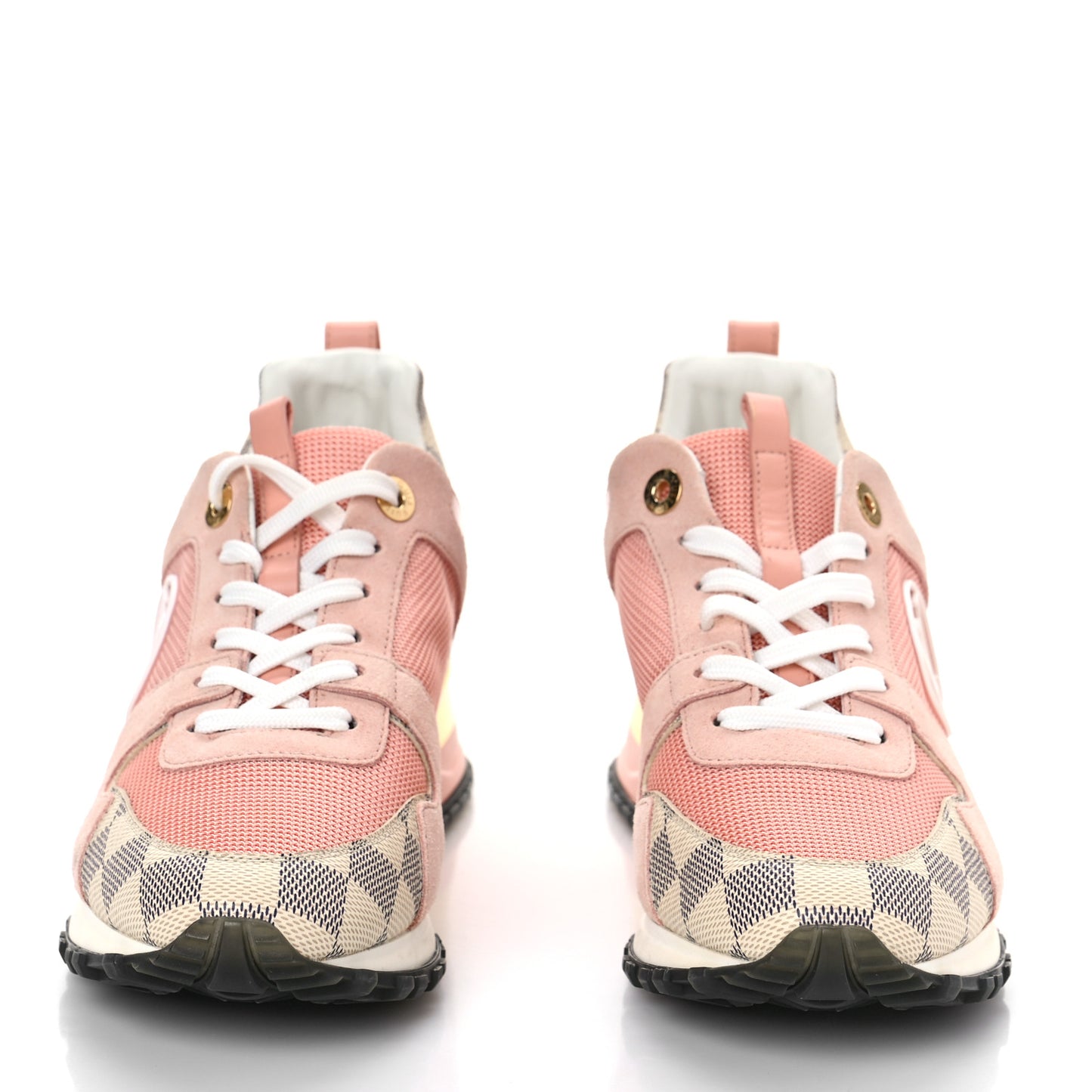 Suede Damier Azur Run Away Sneakers 37.5 Pink