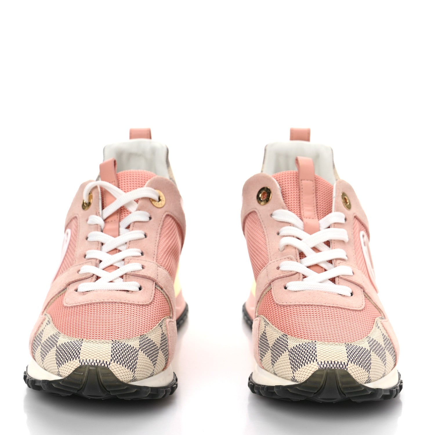 Louis Vuitton Suede Damier Azur Run Away Sneakers 37.5 Pink 2 of 8