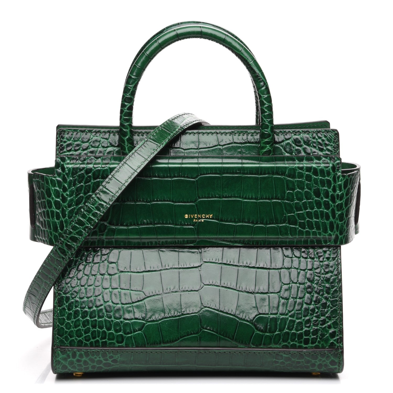 Givenchy Calfskin Crocodile Embossed Mini Horizon Satchel Green 1 of 7