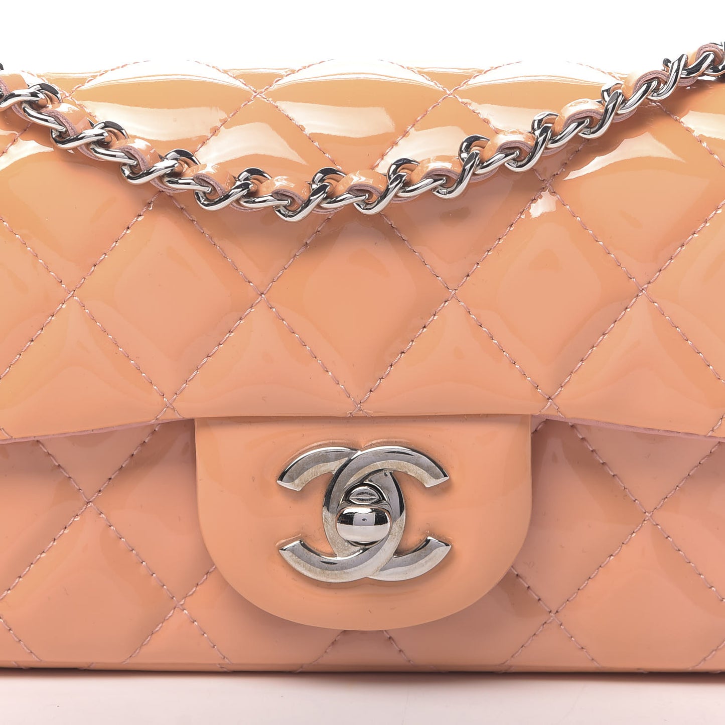 Patent Calfskin Quilted Extra Mini Flap Pink