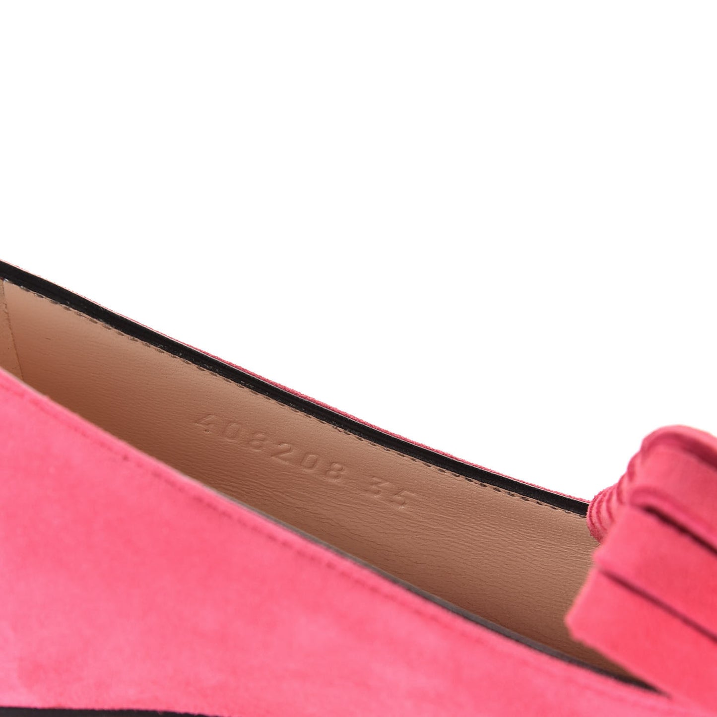 Kid Scamosciato GG Marmont Fringe 50mm Loafer Pumps 35 Hot Pink