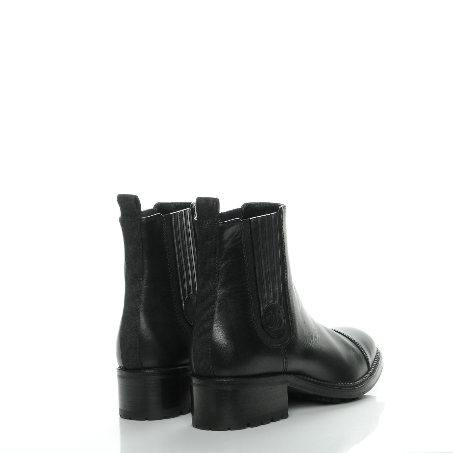 Calfskin Elastic Ankle Boots 37 Black