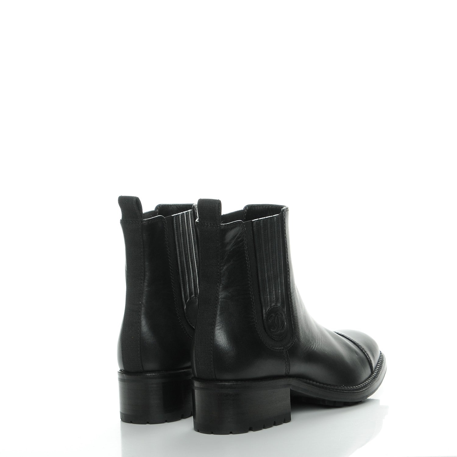Chanel Calfskin Elastic Ankle Boots 37 Black 4 of 8