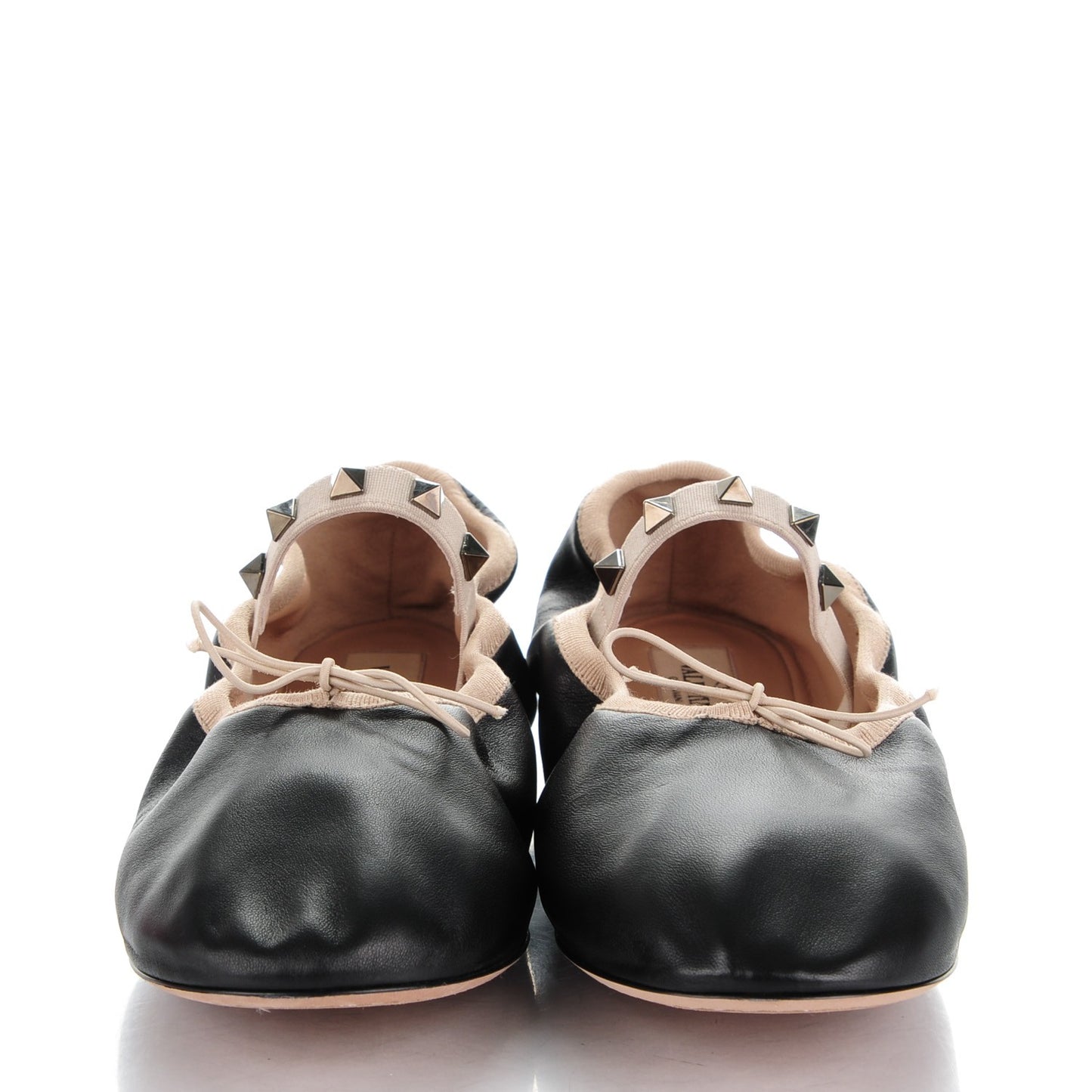 Nappa Rockstud Cross Strap Ballerina Flats 39 Black