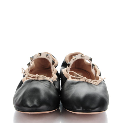 Valentino Garavani Nappa Rockstud Cross Strap Ballerina Flats 39 Black 2 of 9