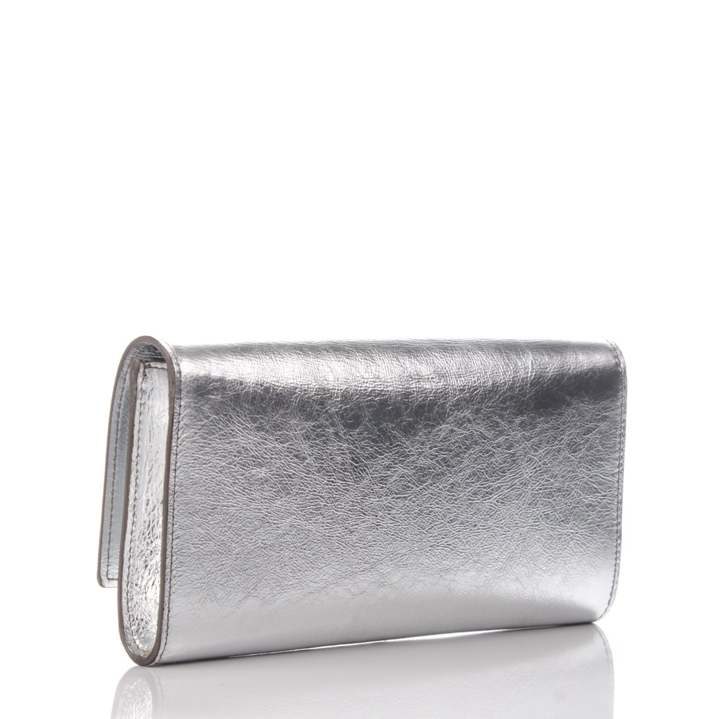 Metallic Textured Calfskin Small Belle De Jour Clutch Silver